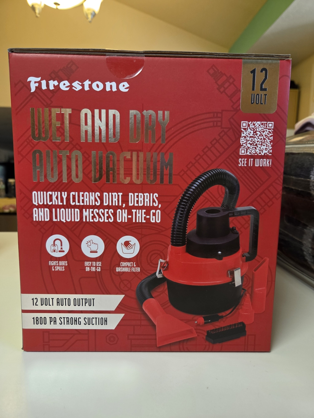 Firestone Red Wet and Dry Auto Vacuum - 12V